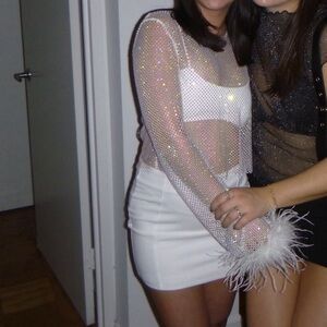 Sheer Rhinestone Party Top